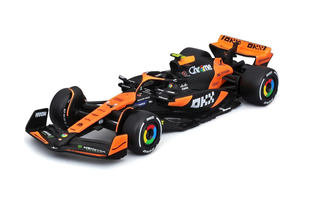 2024 McLaren MCL38 Team 2-Pack, Black/Orange Bburago 18-38202
