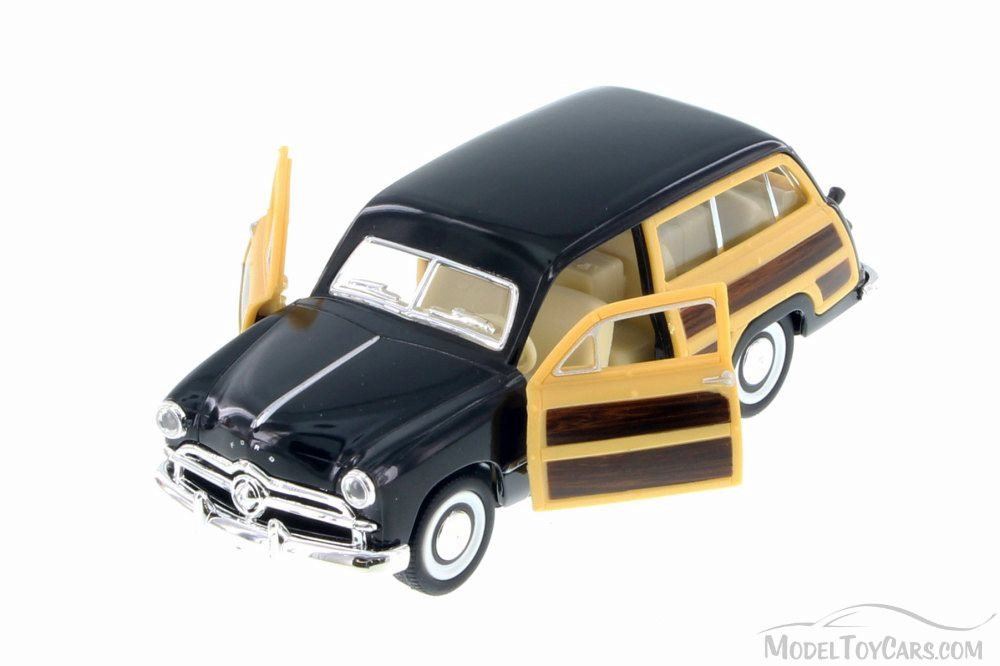 1949 Ford Woody Wagon, Black - Kinsmart 5402D - 1/40 Scale Diecast Model Toy Car