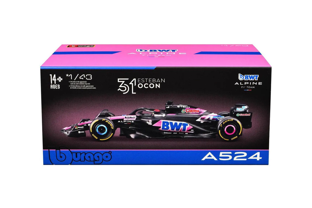 BWT Alpine A524 Race Car, #31 Esteban Ocon - Bburago 18-38220 - 1/43 Scale Diecast Model Toy Car