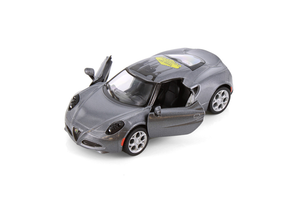 2013 Alfa Romeo 4C Hardtop w/Wecome to Las Vegas Decal, Gray - Kinsmart 5366D - 1/32 Scale Diecast Model Toy Car