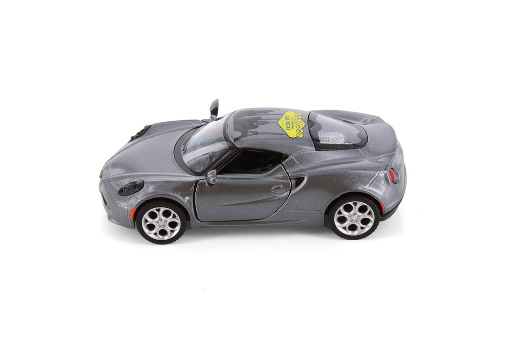 2013 Alfa Romeo 4C Hardtop w/Wecome to Las Vegas Decal, Gray - Kinsmart 5366D - 1/32 Scale Diecast Model Toy Car
