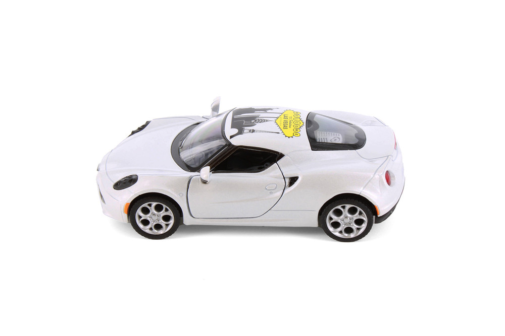 2013 Alfa Romeo 4C Hardtop w/Wecome to Las Vegas Decal, White - Kinsmart 5366D - 1/32 Scale Diecast Model Toy Car