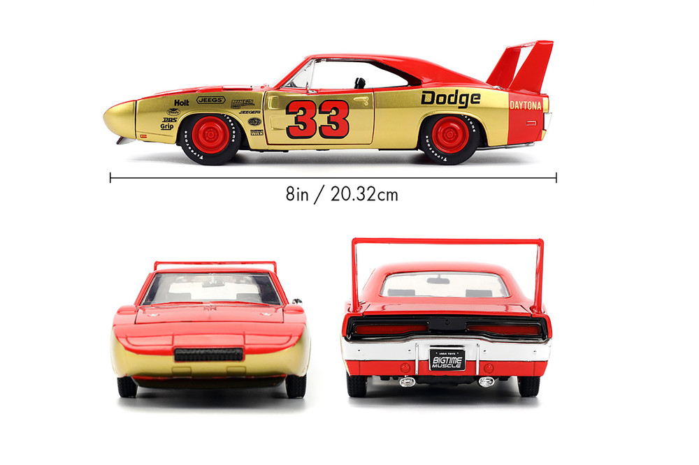 1969 Dodge Charger Daytona #33, Red/Gold - Jada Toys 36297 - 1/24