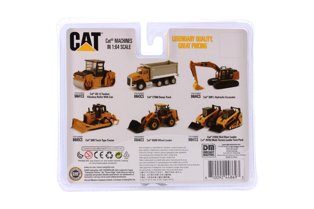 Caterpillar Skid Steer Loader & Cat Compact Track Loader, Yellow - Diecast Masters 84647CS - 1/64 Scale Diecast Model Toy Car