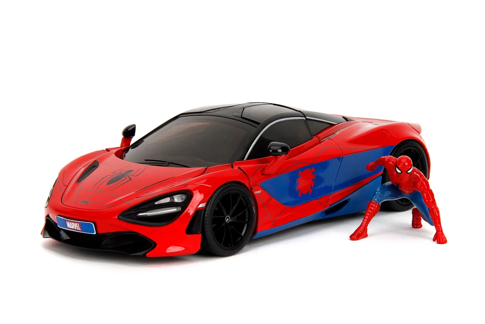 McLaren 720S w/Spider-Man Diecast Figure, "Marvel Spider-Man" - Jada Toys 35764 - 1/24 Scale Diecast Model Toy Car