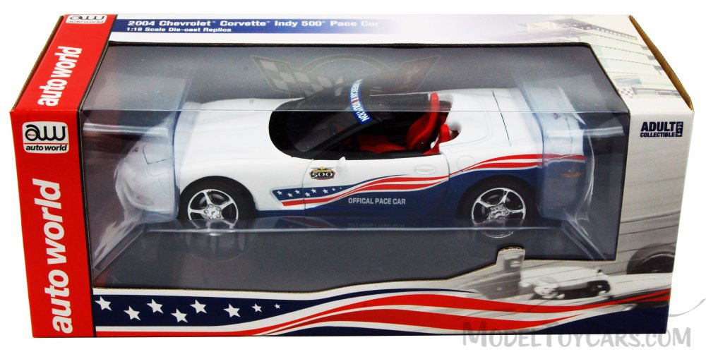 2004 Chevy Corvette Indy 500 Pace Car, White - Auto World AW204 - 1/18 scale Diecast Model Toy Car