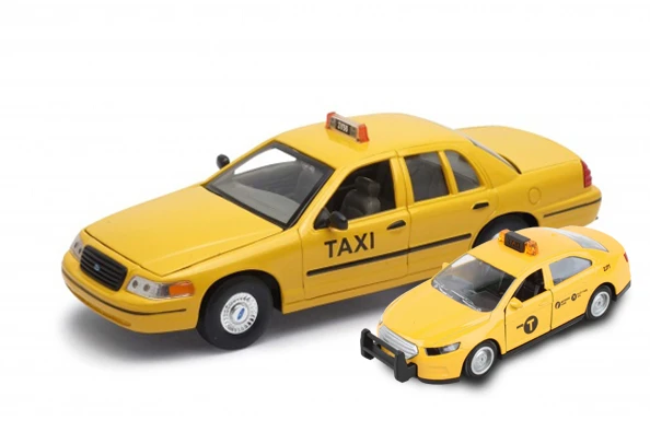 NYC Taxi Cab Sedan/Ford Crown Victoria 2-Pack, Yellow -  - 1/37 Scale Diecast Model Toy Car