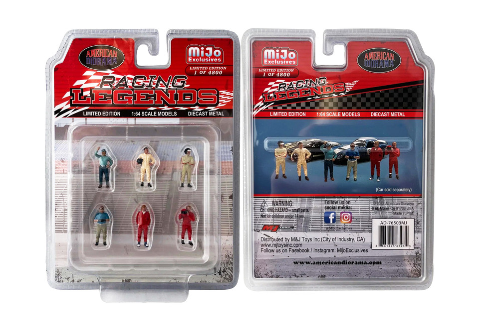 Racing Legends 6 pc. Figurine Set, Asstd - American Diorama AD-76503MJ - 1/64 Scale Figurine - Diorama Accessory