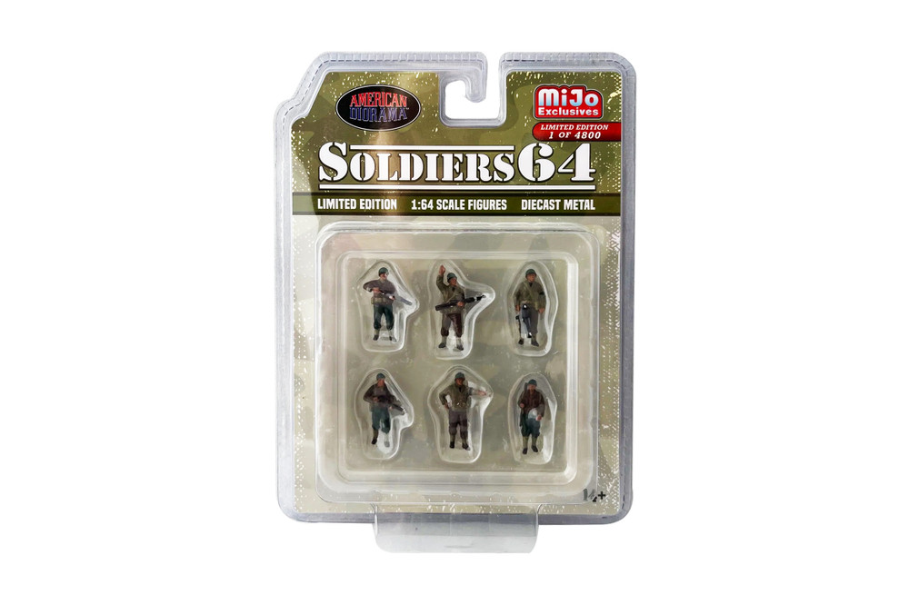 Soldiers 64 Figure 6 pc. Set, Green - American Diorama AD-76502MJ - 1/64 Scale Figurine - Diorama Accessory