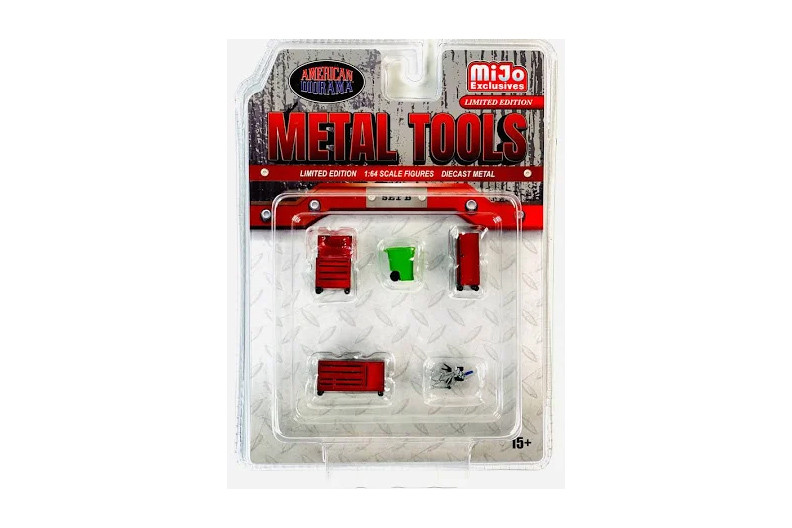 Metal Tools 5 pc. Set B, Asstd - American Diorama AD-2411MJ - 1/64 Scale Figurine - Diorama Accessory