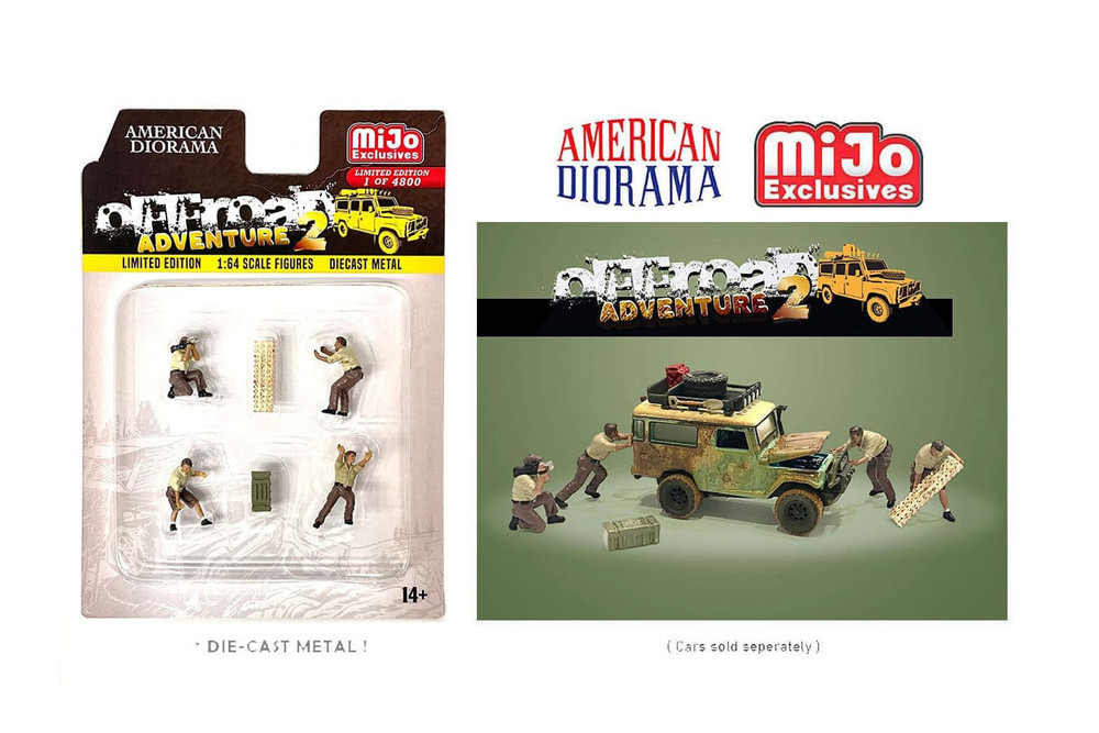 Off-Road Adventure II Figurine 5 pc. Set, Asstd - American Diorama AD-76496MJ - 1/64 Scale Figurine - Diorama Accessory