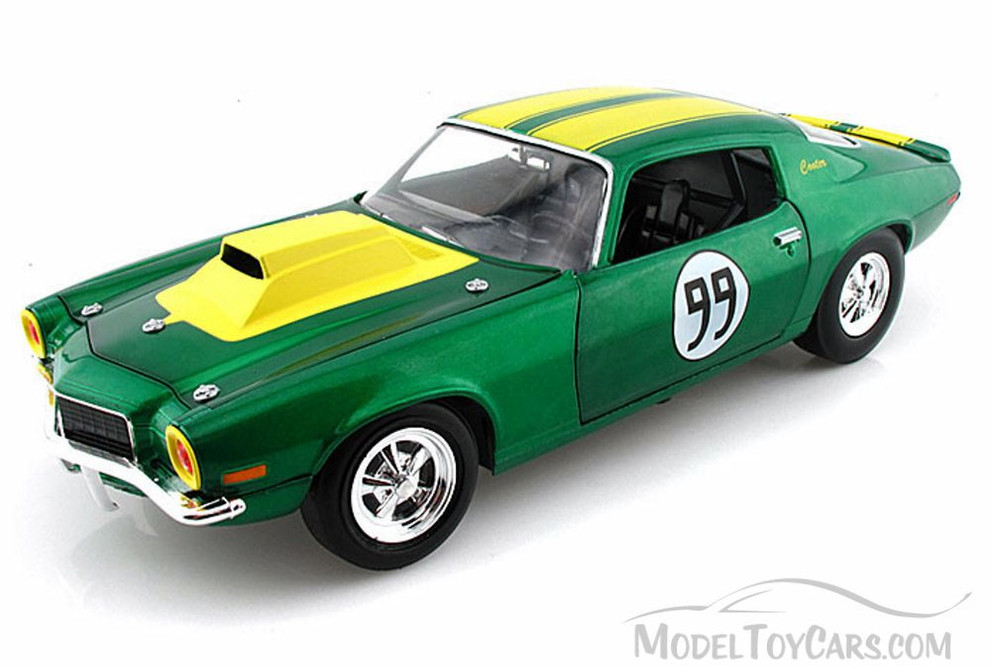 1970 The Dukes of Hazzard Cooter's 1970 Chevy Camaro Hard Top #99, Green w/  Stripes - Tomy Johnny Lightning 21958 - 1/18 scale Diecast Model Toy Cars