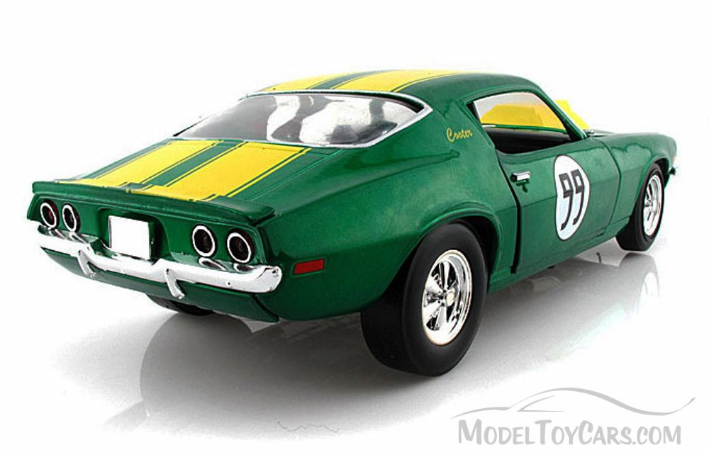 1970 The Dukes of Hazzard Cooter's 1970 Chevy Camaro Hard Top #99, Green w/  Stripes - Tomy Johnny Lightning 21958 - 1/18 scale Diecast Model Toy Cars