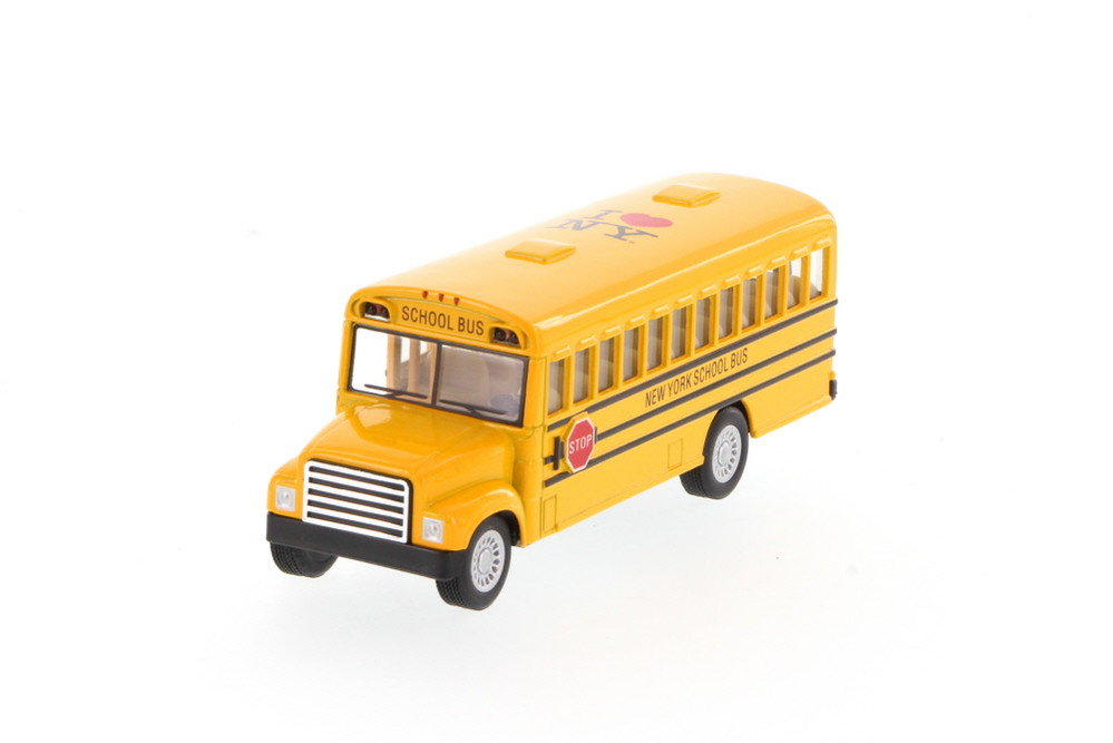 Box of 12 I Love New York School Bus, Yellow - Showcasts 5107D-ILNY - 5" Scale Diecast Model Toy Cars