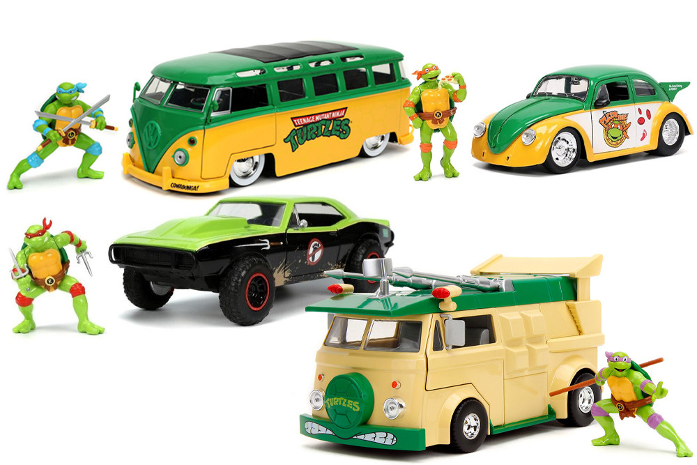TMNT 4-Turtle Ninja Pack, Green - Jada Toys - 1/24 Scale Diecast