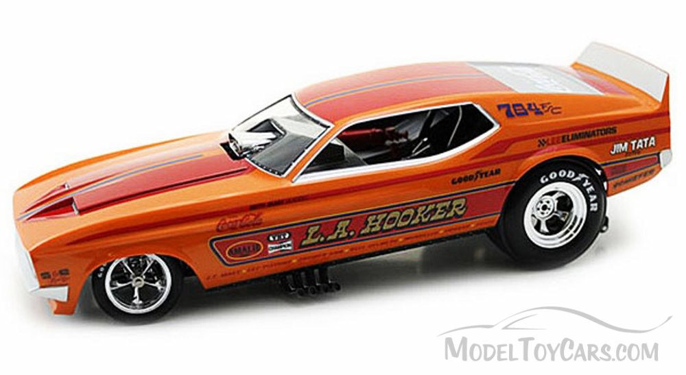 1971 L.A. Hooker Ford Mustang NHRA Funny Car, Orange w/ Red Stripes - Auto World Legends - 1/18 scale diecast model car