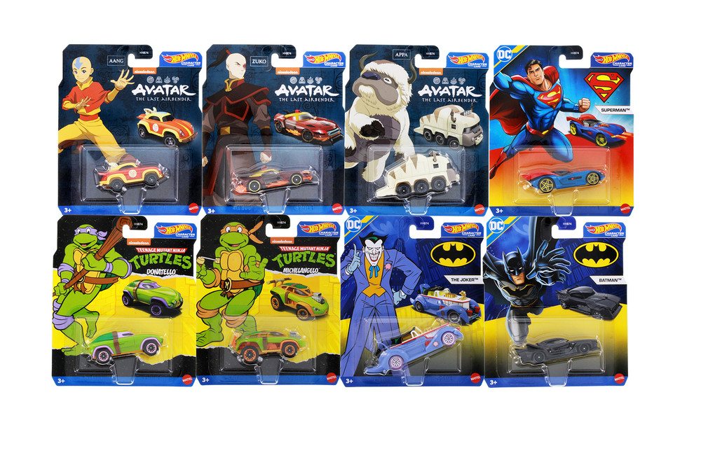 Box of 8 Blockbuster Character Car Assortment - Mattel Hot Wheels HHB74956T - 3" Scale Diecast Model Toy Cars