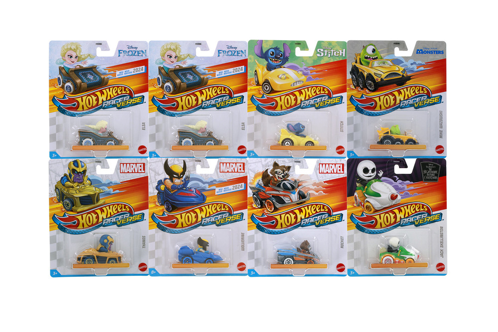 Box of 8 Racer Verse Character Car Assortment - Mattel Hot Wheels HKB86956M - 2.25" Scale Diecast Model Toy Cars