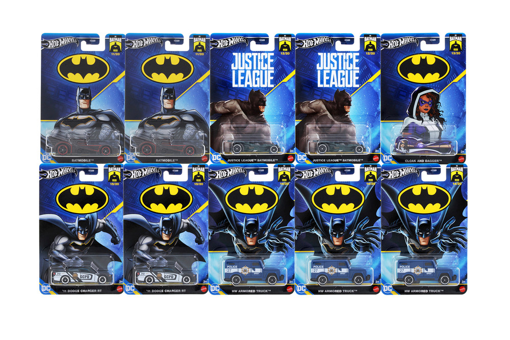 Box of 10 Batman Themed Assorted Vehicles - Mattel Hot Wheels