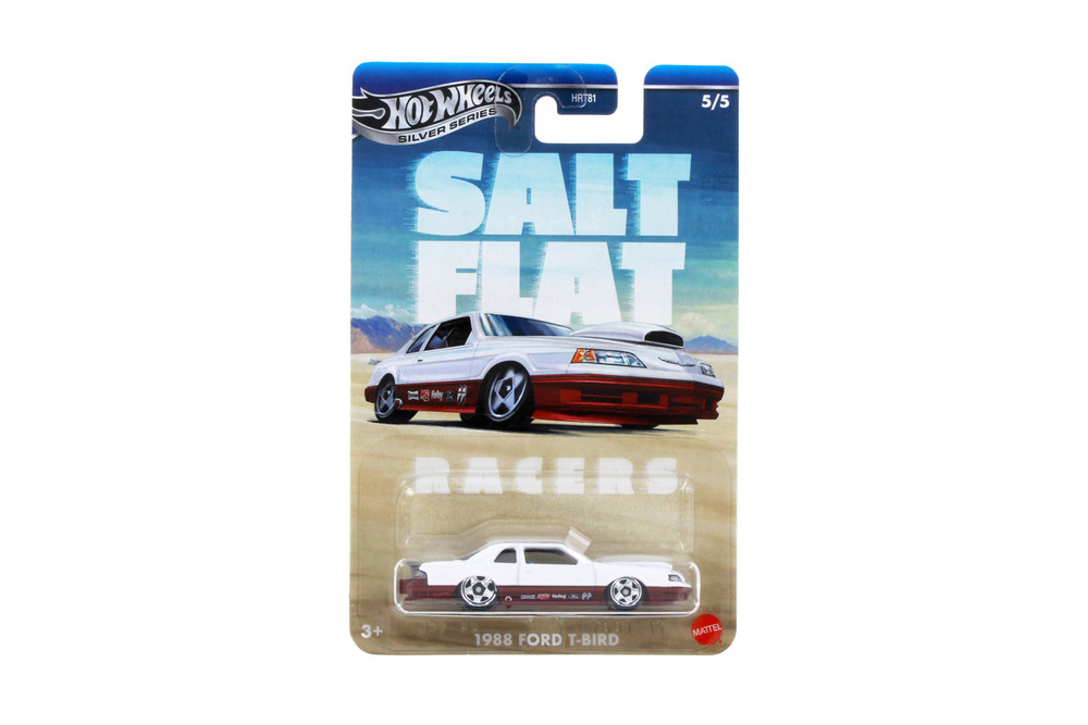 1988 Ford T-Bird, White - Mattel Hot Wheels HRT81956F - 3" Scale Diecast Model Toy Car