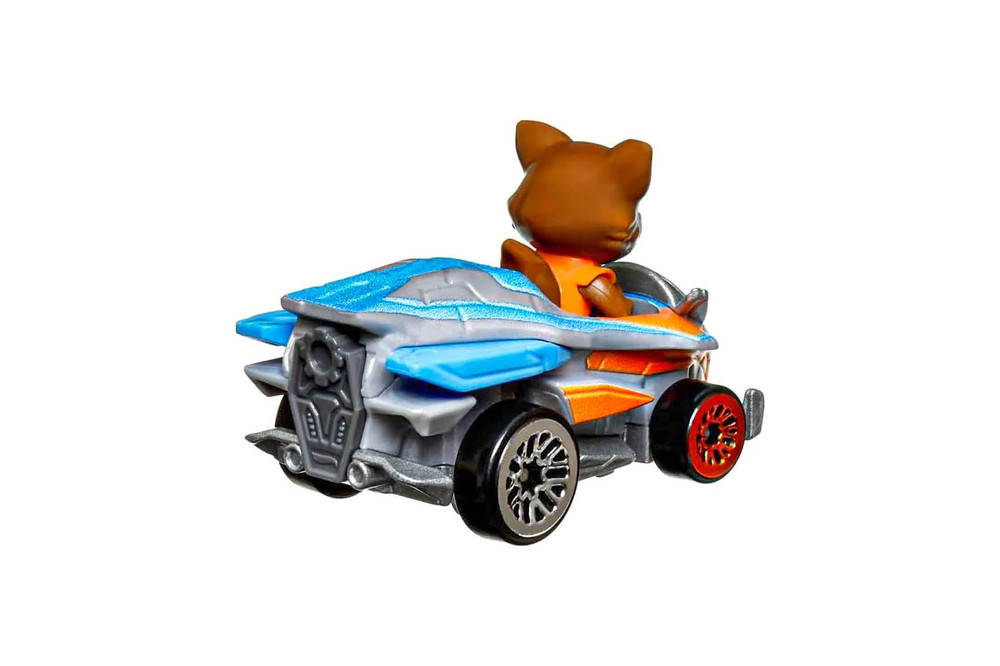 Rocket Racoon, Marvel, Silver w/Blue & Orange Stripes - Mattel Hot Wheels HKB86956M - 2.25" Scale Diecast Model Toy Car