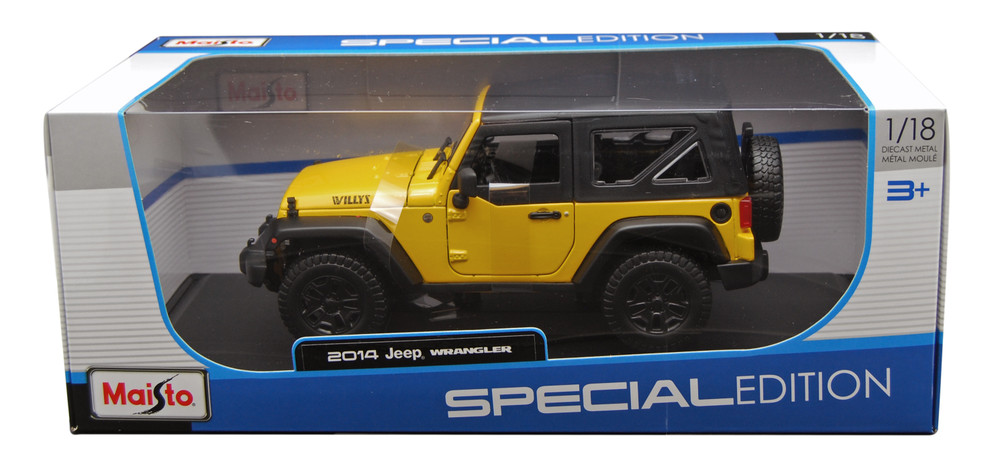 Maisto 1:18 2014 Jeep Wrangler Diecast Vehicle (Colors May Vary) 2014 Jeep Wrangler, Yellow - Maisto 31676YL - 1⁄18 scale diecast model car