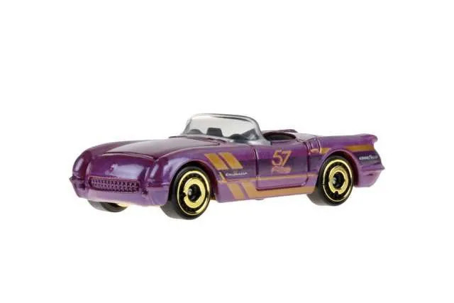 1955 Chevy Corvette, Purple/Gold - Mattel Hot Wheels HDH54956G - 3" Scale Diecast Model Toy Car