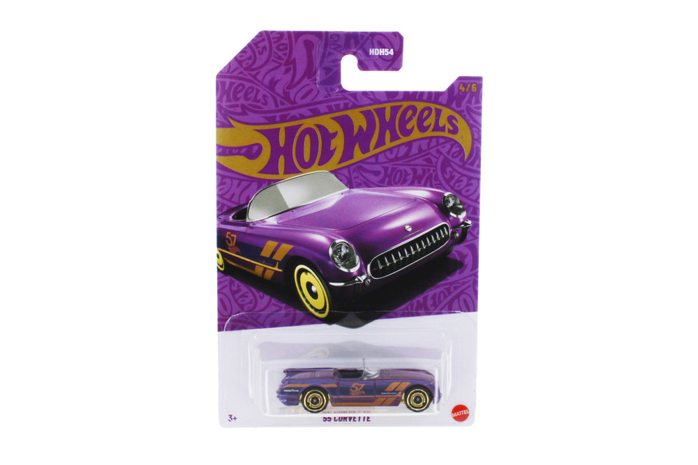 1955 Chevy Corvette, Purple/Gold - Mattel Hot Wheels HDH54956G - 3