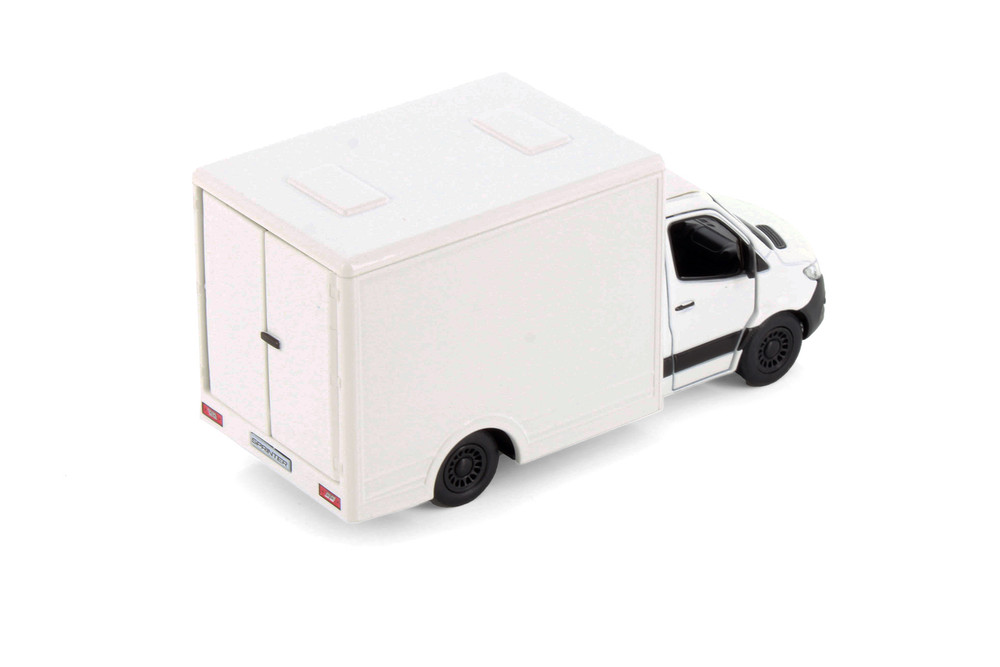 Box of 12 Mercedes-Benz Sprinter Box Truck, White - Kinsmart