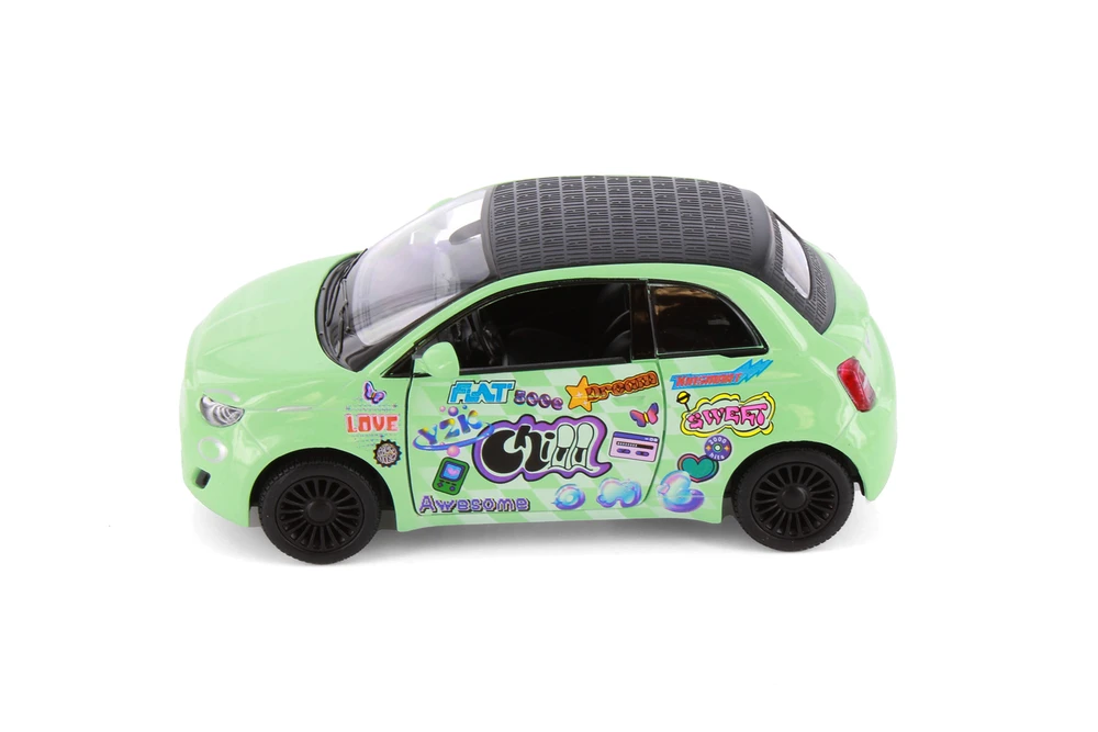 Fiat 500E Livery Edition, Green - Kinsmart 5440DYF - 1/28 Scale Diecast Model Toy Car