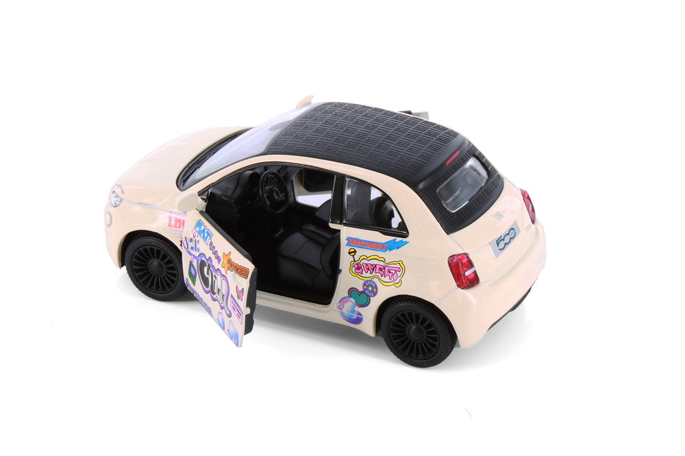Fiat 500E Livery Edition, Orange Cream - Kinsmart 5440DYF - 1/28 Scale Diecast Model Toy Car