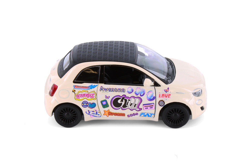 Fiat 500E Livery Edition, Orange Cream - Kinsmart 5440DYF - 1/28 Scale Diecast Model Toy Car