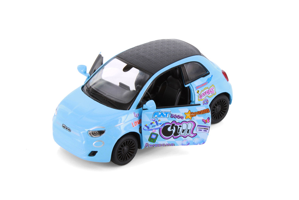 Fiat 500E Livery Edition, Blue - Kinsmart 5440DYF - 1/28 Scale Diecast Model Toy Car