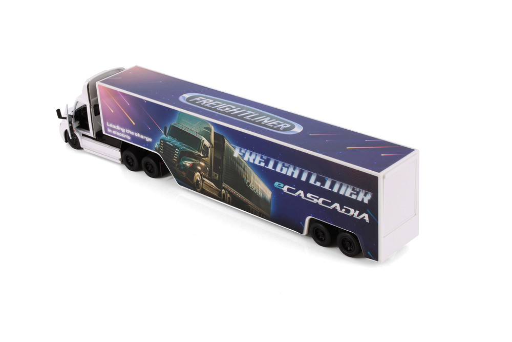 Freightliner eCascadia with Container, White - Kinsmart 1303D - 1/60 Scale Diecast Model Toy Car