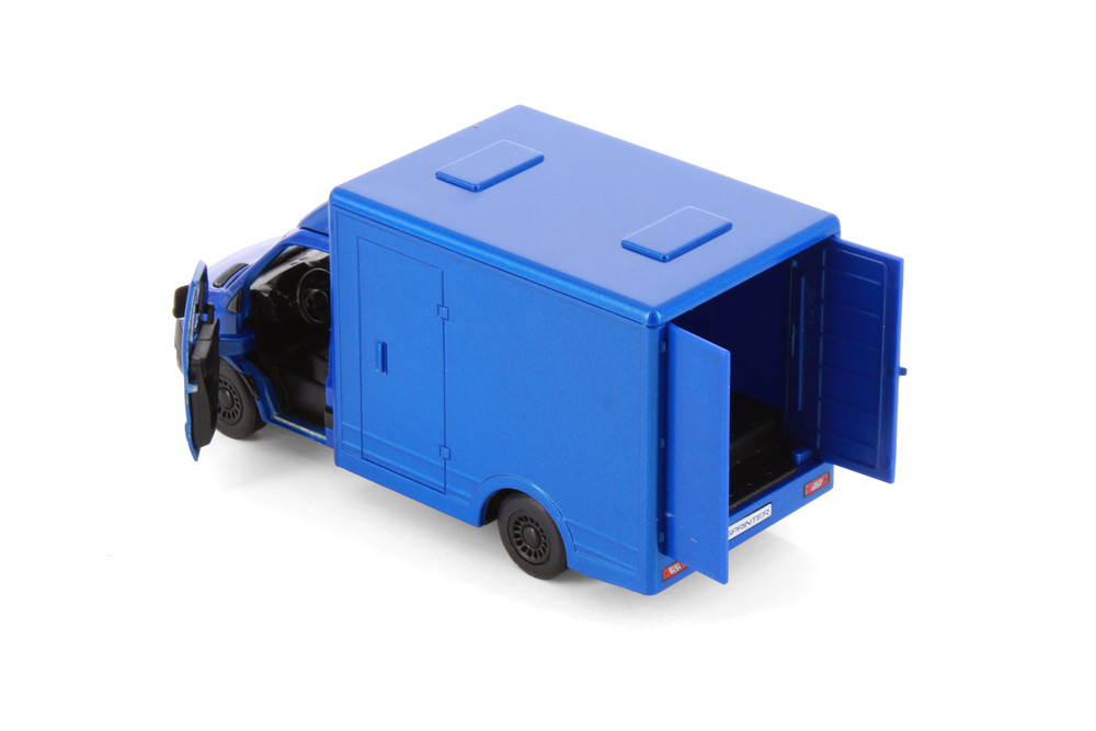 Mercedes-Benz Sprinter Box Truck, Blue - Kinsmart 5471D - 1/48 Scale Diecast Model Toy Car