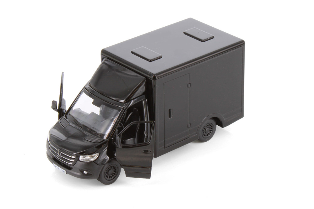 Mercedes-Benz Sprinter Box Truck, Black - Kinsmart 5471D - 1/48 Scale Diecast Model Toy Car
