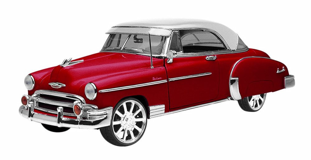 1950 Chevy Bel Air, Burgundy With White Roof - Motormax Custom Classics 79007 - 1/18 Scale Diecast Model Car