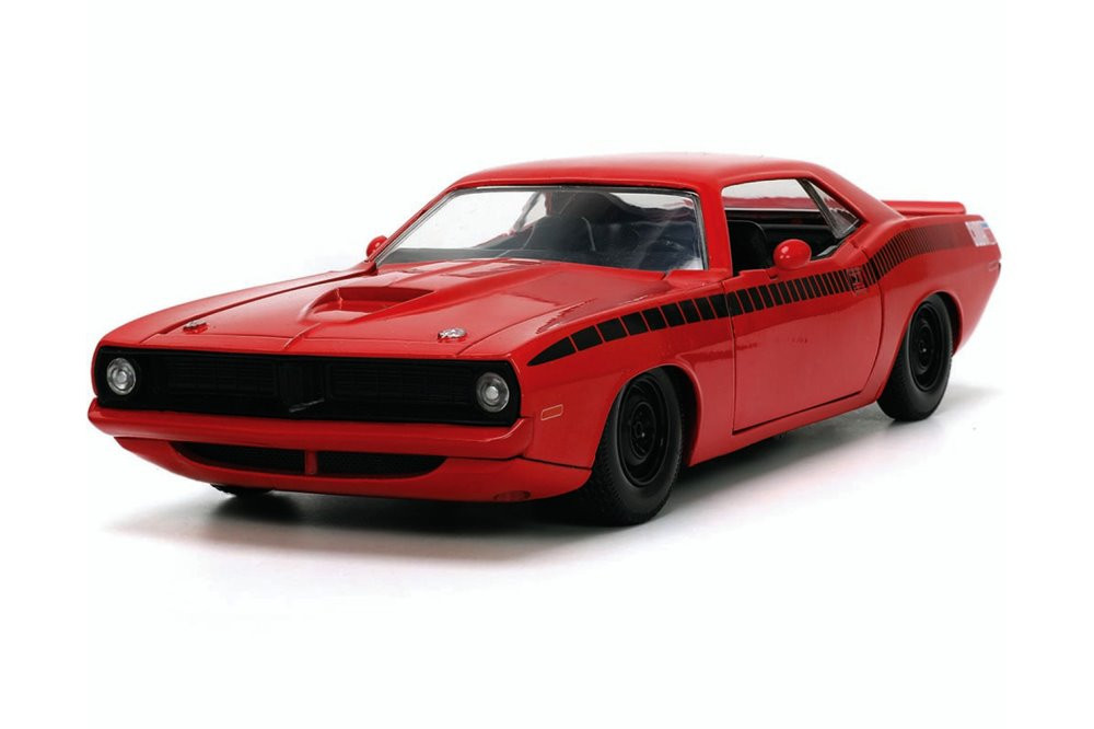 1973 Plymouth Barracuda, Red - Jada Toys 34037/4 - 1/24 scale Diecast Model Toy Car (No Box)
