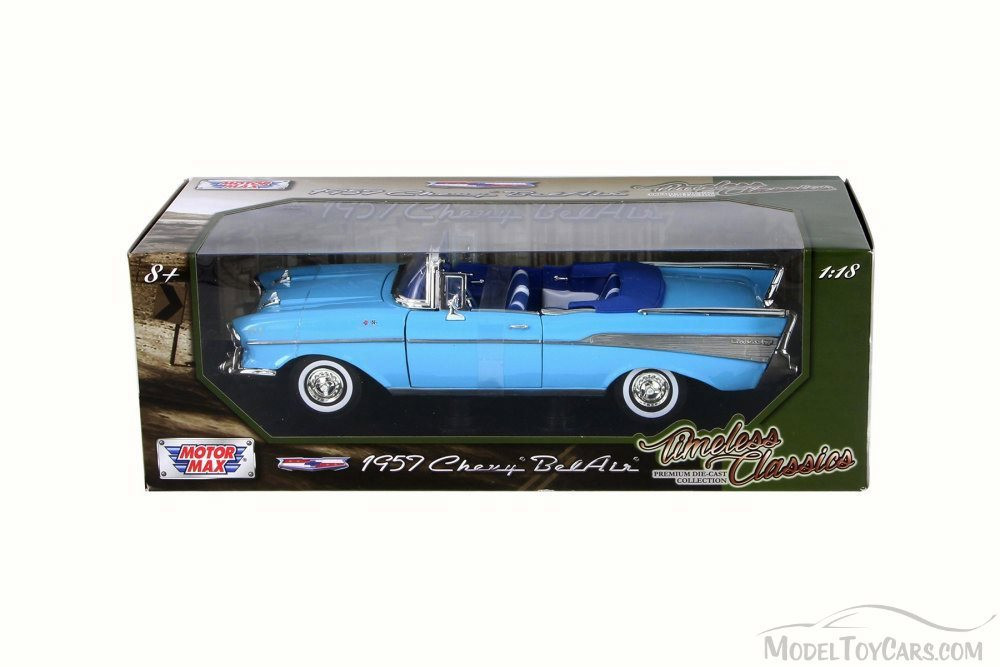 1957 Chevy Bel Air Convertible, Blue - Motor Max 73175 - 1/18