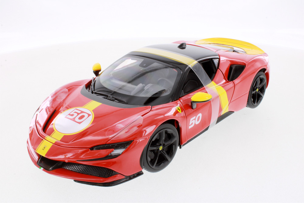 Ferrari SF90 Stradale #50 Assetto Fiorano, Red - Bburago 18-16021 - 1/18 Scale Diecast Model Toy Car
