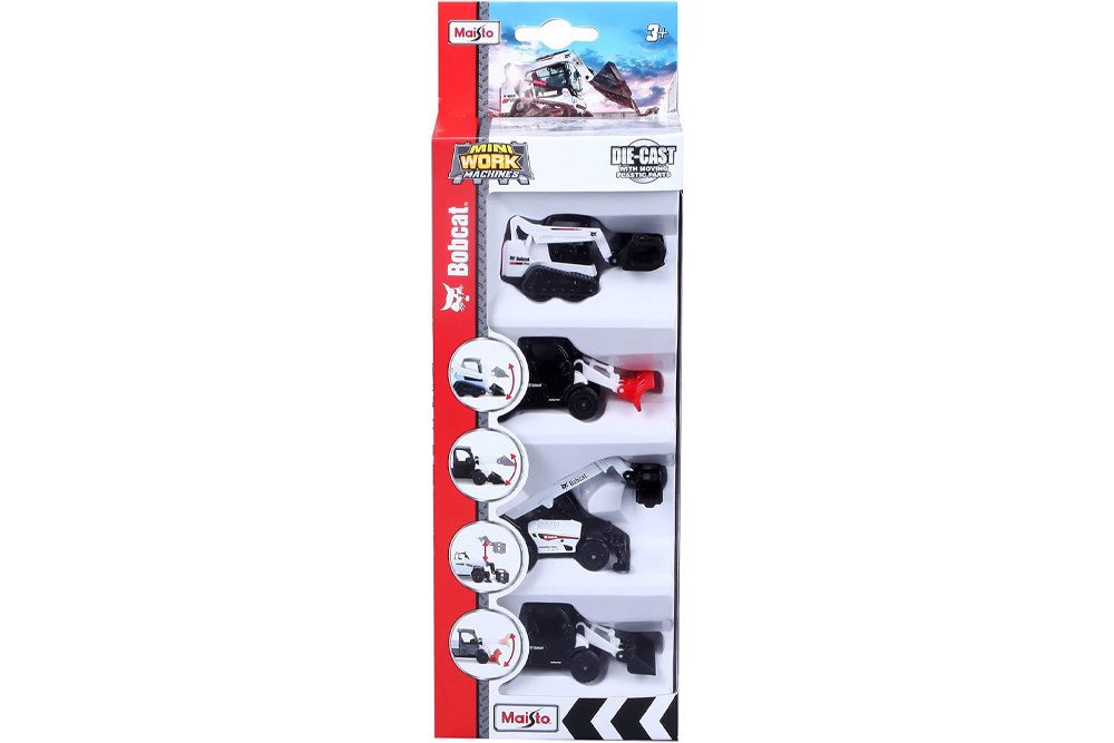 Mini Work Machines Bobcat 4-Pack Construction Vehicles, White - Maisto 12435 - 3" Scale Diecast Model Toy Car