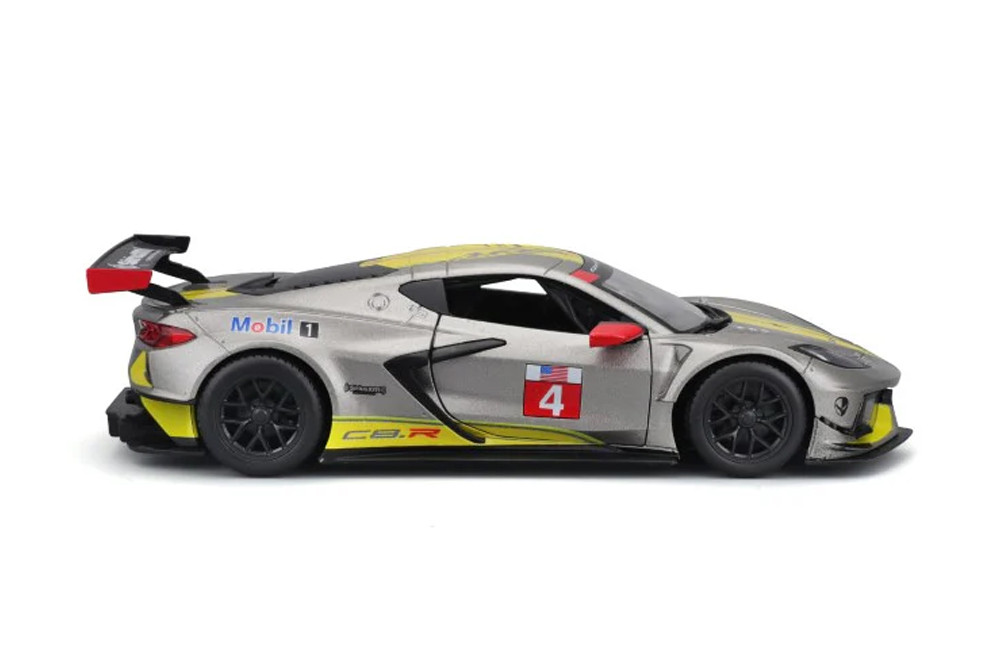 2020 Chevy Corvette C8-R, Gray - Bburago 18-28024 - 1/24 Scale Diecast Model Toy Car