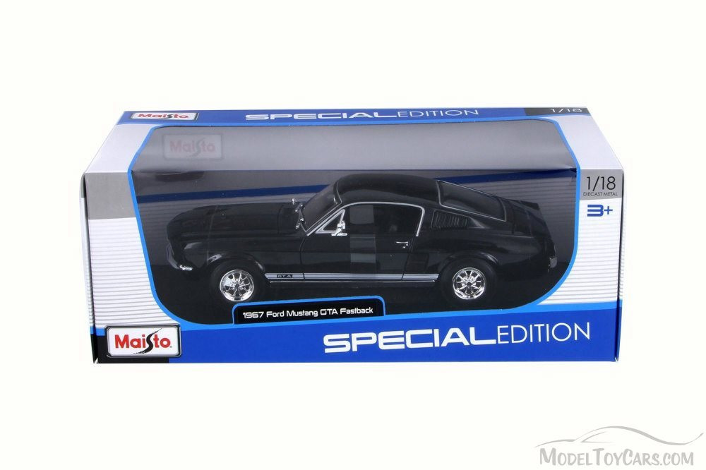 1967 Ford Mustang GTA FastBack, Black - Maisto 31166 - 1/18 Scale Diecast Model Toy Car