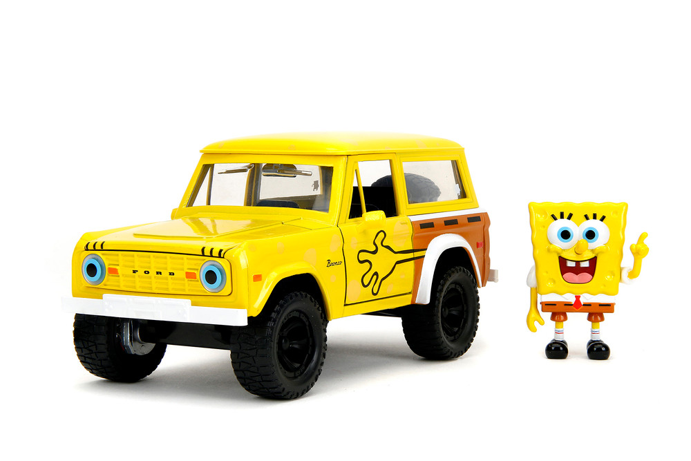1973 Ford Bronco w/Spongebob Figure, Yellow - Jada Toys 35467 - 1