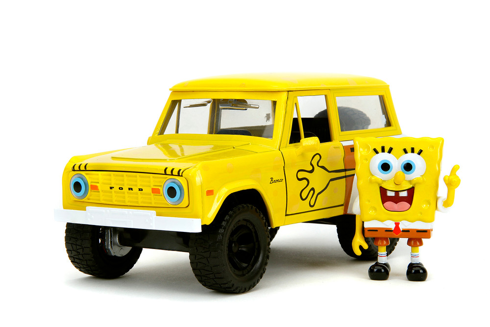 1973 Ford Bronco w/Spongebob Figure, Yellow - Jada Toys 35467 - 1