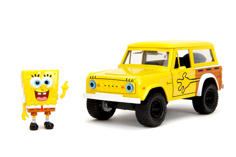 1973 Ford Bronco w/Spongebob Figure, Yellow - Jada Toys 35467 - 1