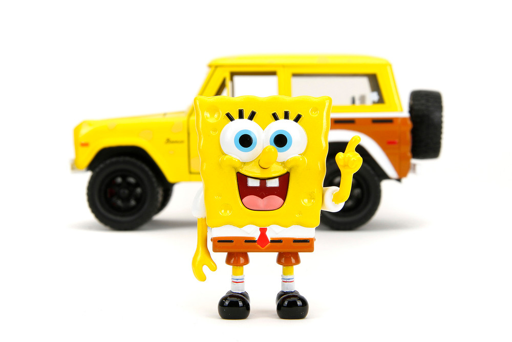 1973 Ford Bronco w/Spongebob Figure, Yellow - Jada Toys 35467 - 1
