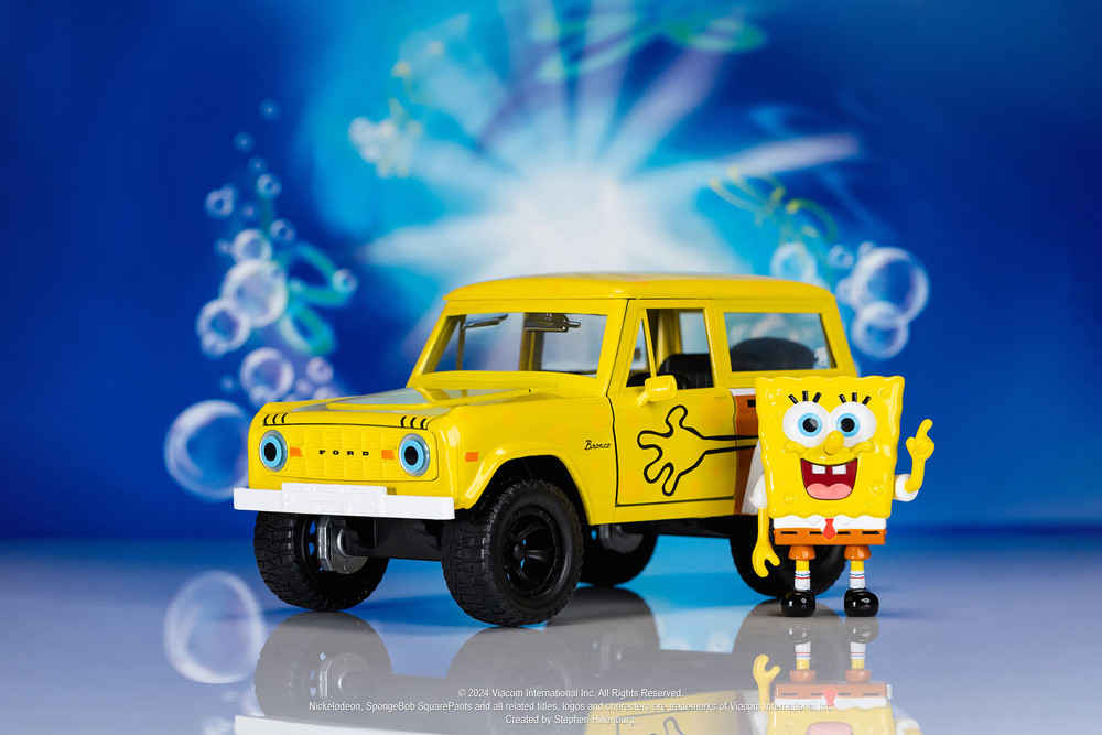 1973 Ford Bronco w/Spongebob Figure, Yellow - Jada Toys 35467 - 1