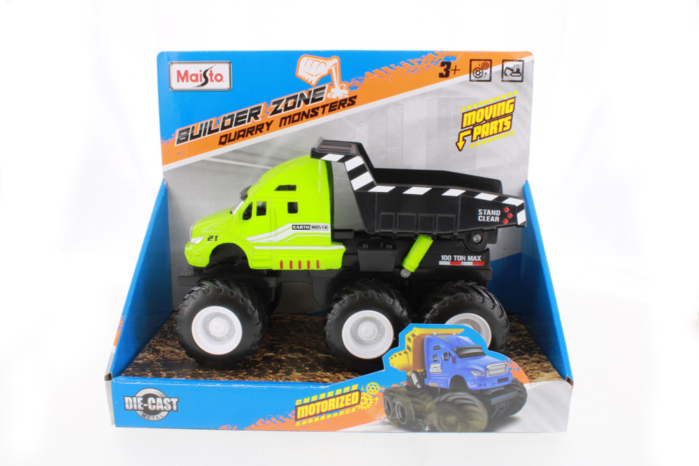 Builder Zone Quarry Monsters Dump Truck Motorized 6-Wheeler, Green