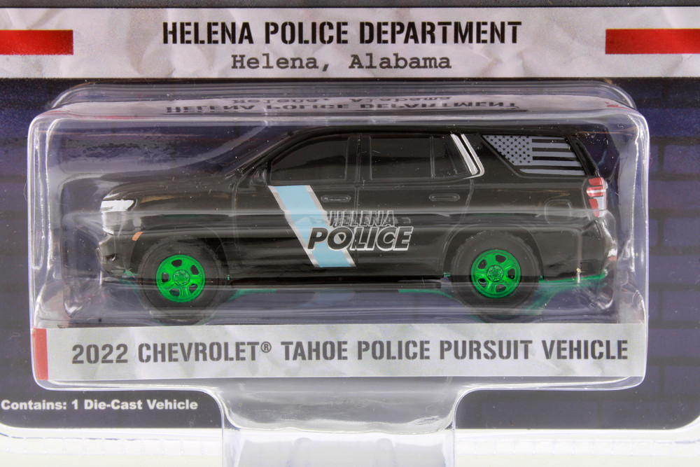 GREEN MACHINE 2022 Chevy Tahoe Police Pursuit Vehicle, Black - Greenlight 30416/48 - 1/64 Scale Diecast Car